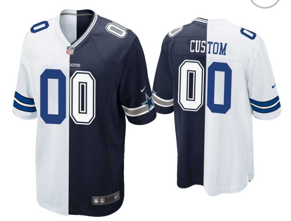 Nike Dallas Cowboys Customized Navy And White Split Vapor Untouchable Limited Jersey